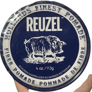 Reuzel Fiber Pomade 4 oz Tin Navy Blue Pliable Hold Low Shine Men's Grooming